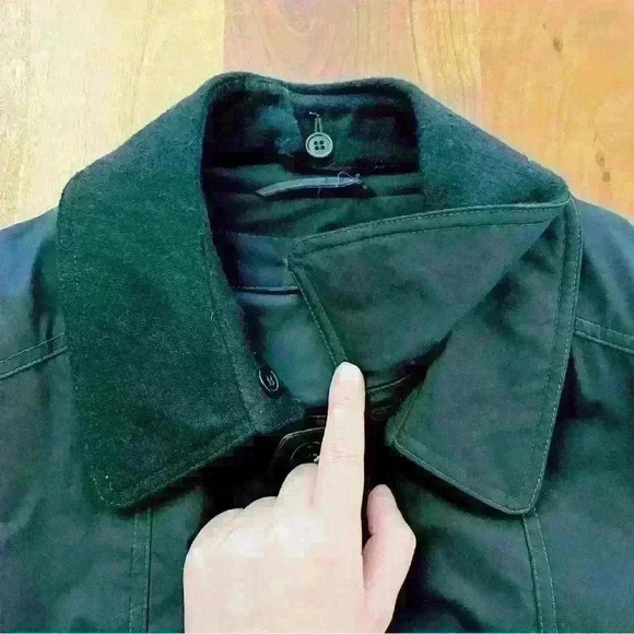 Vintage 90s Oversized Minimalist Unisex Black Belted Long Jacket Trench Coat - Picture 7 of 16